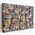 Abstract splatters design wall art on stretched canvas, showcasing vibrant colors and dynamic patterns, ideal for modern home decor.