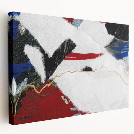Abstract wall art design showcasing vibrant strokes and lines in various colors on a stretched canvas, perfect for modern home decor.