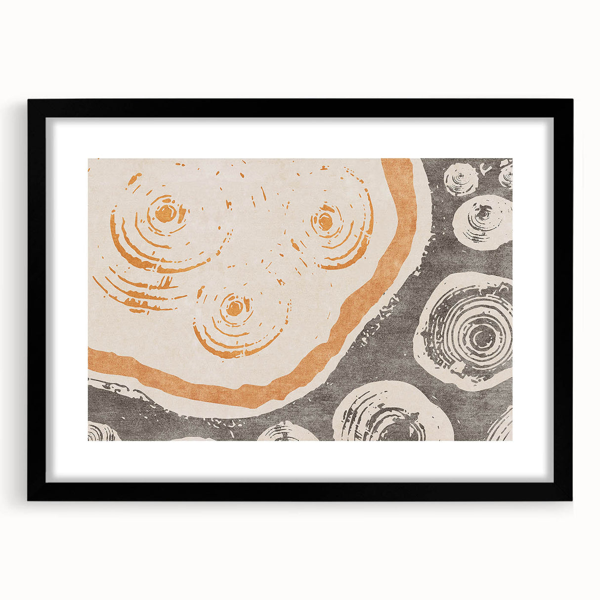 Abstract wall art featuring a collection of colorful strokes and lines in a stylish black frame with a mat, ideal for modern decor.