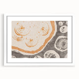 Abstract wall art print showcasing a modern design with colorful strokes and lines, framed in white with a mat for an elegant display.