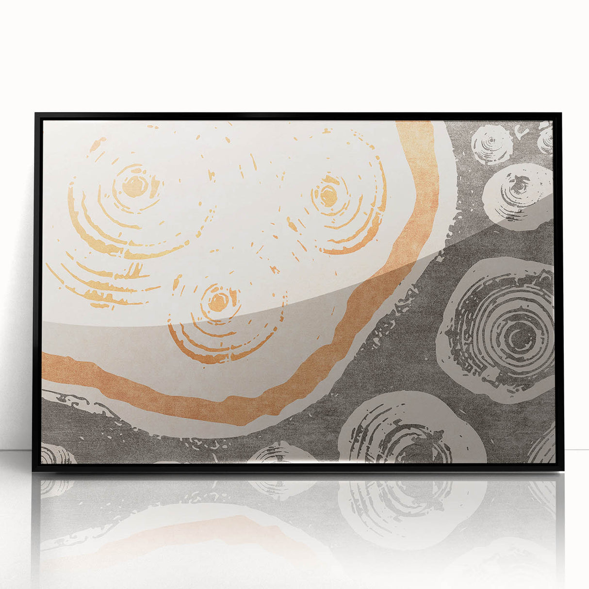 Framed abstract wall art featuring colorful strokes and lines in a modern design, set against a sleek black frame, ideal for contemporary decor.