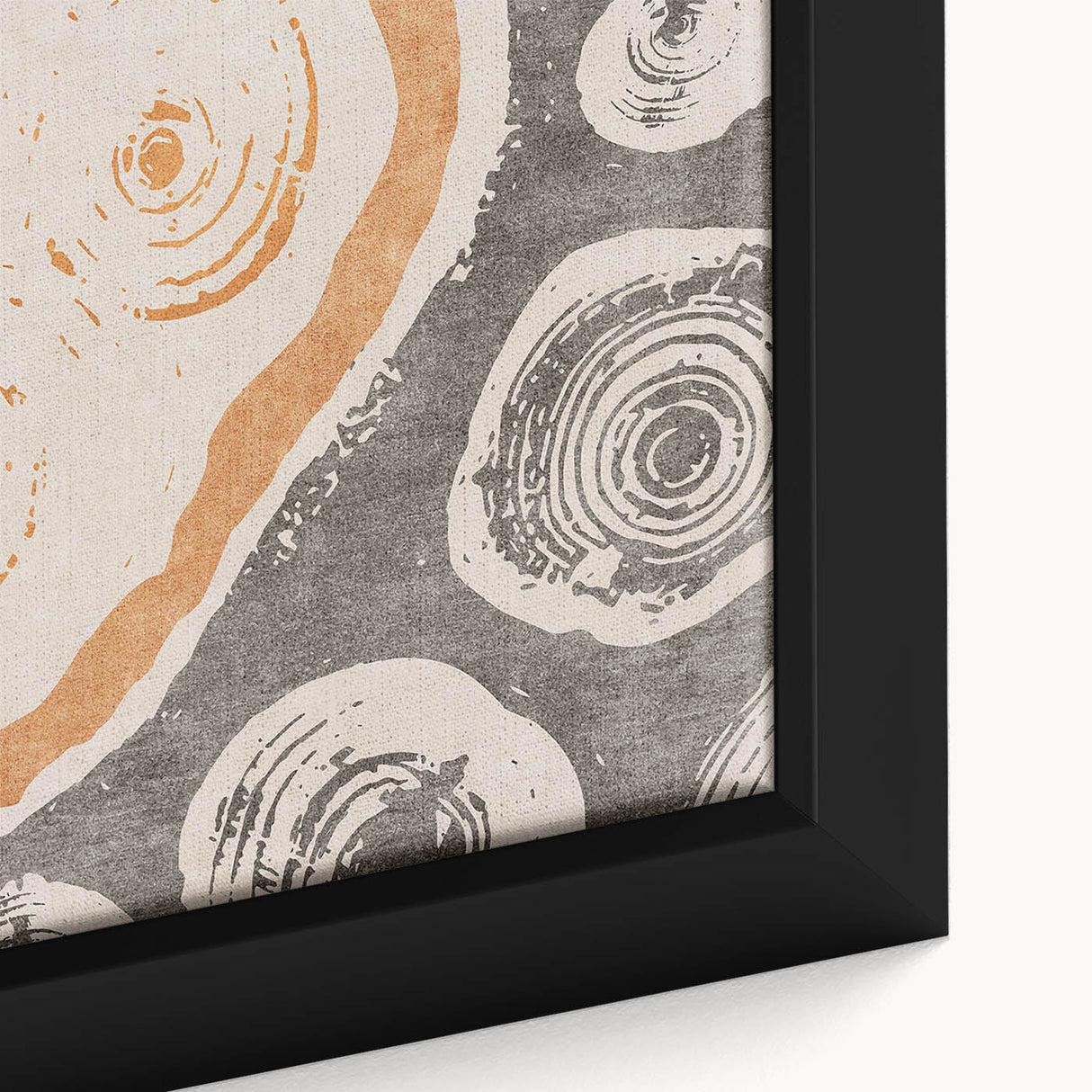 Close-up of an abstract strokes and lines design in vibrant colors on a framed canvas, showcasing a modern art piece perfect for home decor.