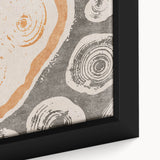 Close-up of an abstract strokes and lines design in vibrant colors on a framed canvas, showcasing a modern art piece perfect for home decor.