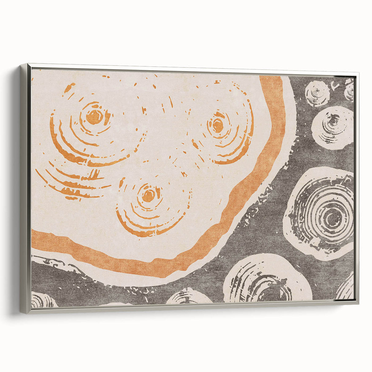 Framed abstract wall art showcasing vibrant strokes and lines in a modern design, with a sleek silver frame enhancing its contemporary appeal.