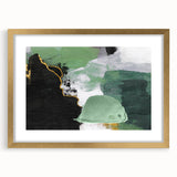 Abstract wall art featuring intricate strokes and lines in gold and neutral tones, elegantly framed with a mat, perfect for modern home decor.