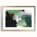 Abstract wall art featuring dynamic strokes and lines in a modern design, framed with a silver mat, perfect for adding elegance to contemporary interiors.