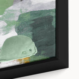 Framed canvas art showcasing an abstract design with colorful strokes and lines, perfect for modern home decor. The close-up emphasizes texture and detail.