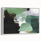 Framed canvas wall art showcasing an abstract design with colorful strokes and lines, set against a white background, perfect for modern home decor.