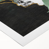 Abstract design of colorful strokes and lines on a rolled canvas, showcasing a vibrant mix of blues, yellows, and reds, ideal for modern home decor.