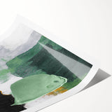 Abstract wall art print featuring vibrant strokes and lines in shades of blue, yellow, and black, perfect for modern home decor or creative spaces.