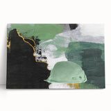 Abstract wall art featuring bold strokes and lines in vibrant colors, presented on a stretched canvas. Ideal for modern decor, enhancing any living space with its artistic flair.