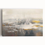 Abstract canvas wall art showcasing vibrant strokes and lines in shades of blue, orange, and gold, ideal for modern home decor.