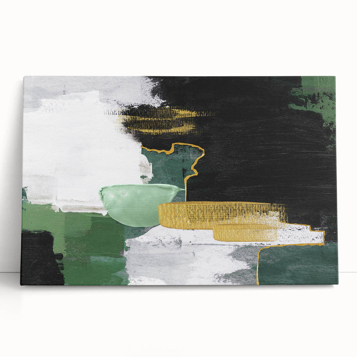 Abstract strokes and lines wall art on a stretched canvas, showcasing vibrant colors and dynamic patterns, perfect for modern decor.