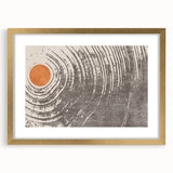 Abstract wall art print showcasing a modern design of colorful strokes and lines, elegantly framed in gold with a white mat, ideal for contemporary decor.