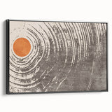 Framed abstract wall art featuring a modern design of colorful strokes and lines, displayed in a sleek black frame, side view showcasing its depth.