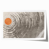 Abstract wall art print showcasing vibrant strokes and lines in shades of blue, orange, and yellow, perfect for modern decor.