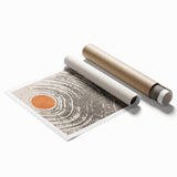 Abstract wall art print showcasing vibrant strokes and lines in shades of blue, orange, and yellow, ideal for modern home decor.