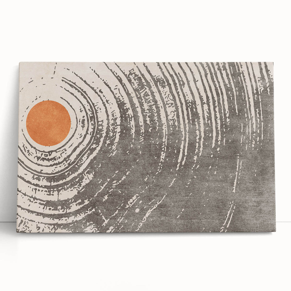 Abstract wall art design featuring vibrant strokes and lines in shades of blue, orange, and gold, perfect for modern home decor.