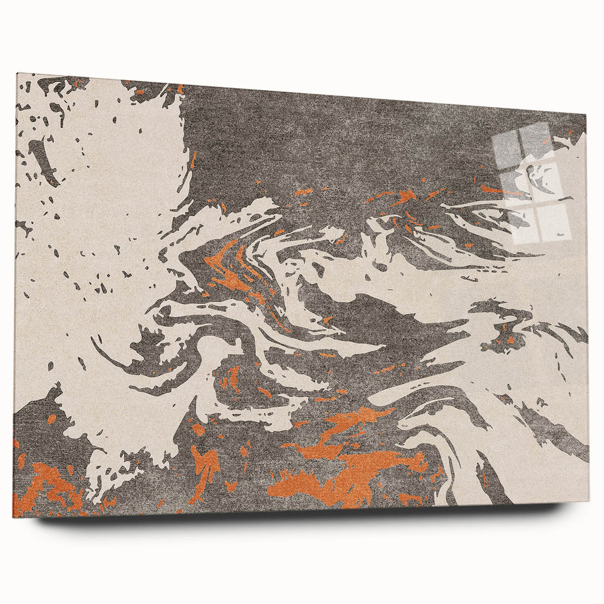 Abstract wall art piece showcasing dynamic strokes and lines in vibrant colors, displayed in a sleek acrylic frame for a modern aesthetic.