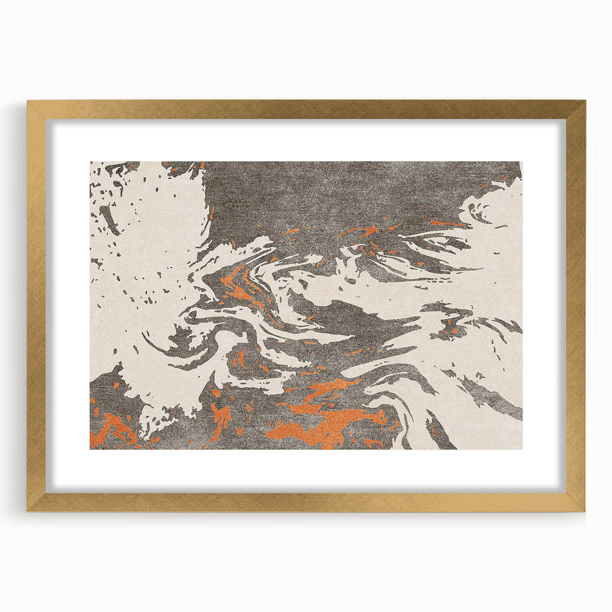 Framed abstract wall art featuring colorful strokes and lines in gold and pastel hues, enhancing modern home decor with a chic aesthetic.