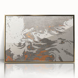 Framed abstract wall art showcasing dynamic gold strokes and lines on a textured background, perfect for modern home decor.