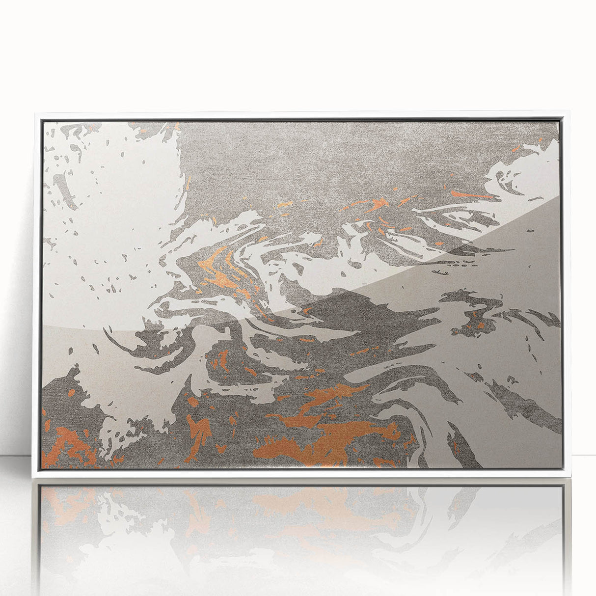 Framed abstract wall art featuring colorful strokes and lines in a modern design, presented in a sleek white frame, ideal for contemporary decor.