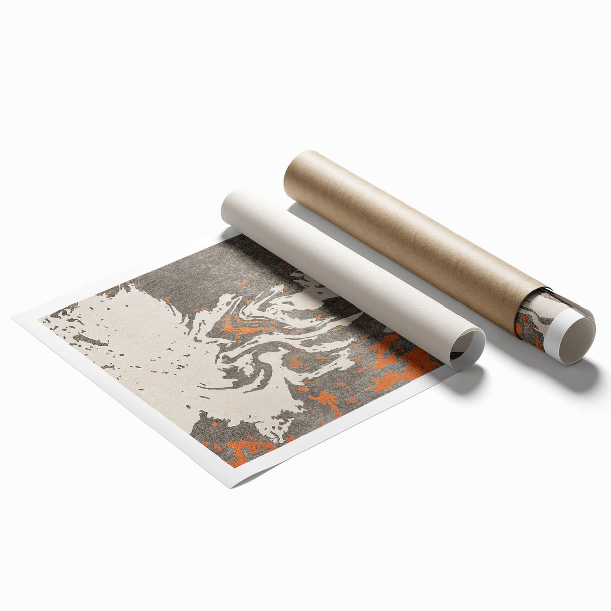 Colorful abstract strokes and lines design rolled print, showcasing vibrant hues and dynamic patterns, perfect for modern home decor.