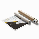 Abstract wall art print showcasing vibrant strokes and intricate lines in bold colors, ideal for modern decor, rolled and ready for framing.