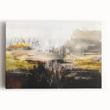 Abstract wall art design showcasing vibrant strokes and lines in dynamic colors on a stretched canvas, perfect for modern home decor.