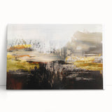 Abstract canvas wall art featuring vibrant strokes and dynamic lines in shades of blue, yellow, and pink, perfect for modern home decor.