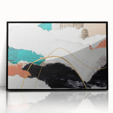 Framed abstract wall art featuring dynamic strokes and lines in black and white, ideal for modern decor, enhancing any living space.