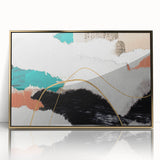 Framed wall art featuring abstract strokes and lines in gold and black, designed to enhance modern decor with elegant sophistication.
