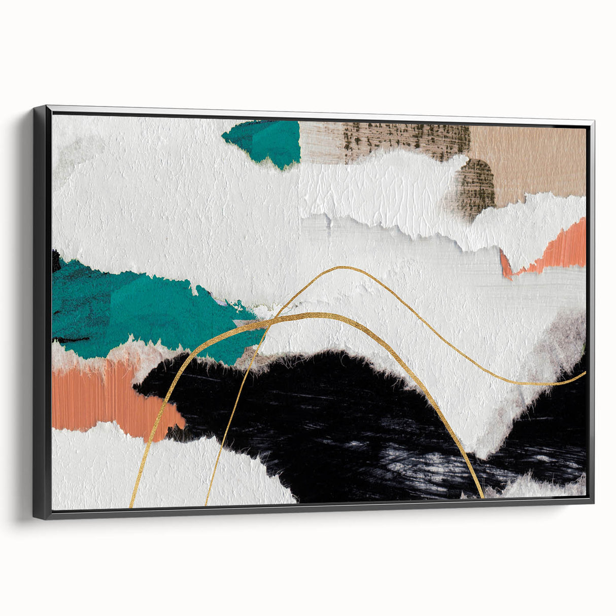 Framed abstract wall art featuring dynamic strokes and lines in black and white, showcasing modern design for contemporary decor.