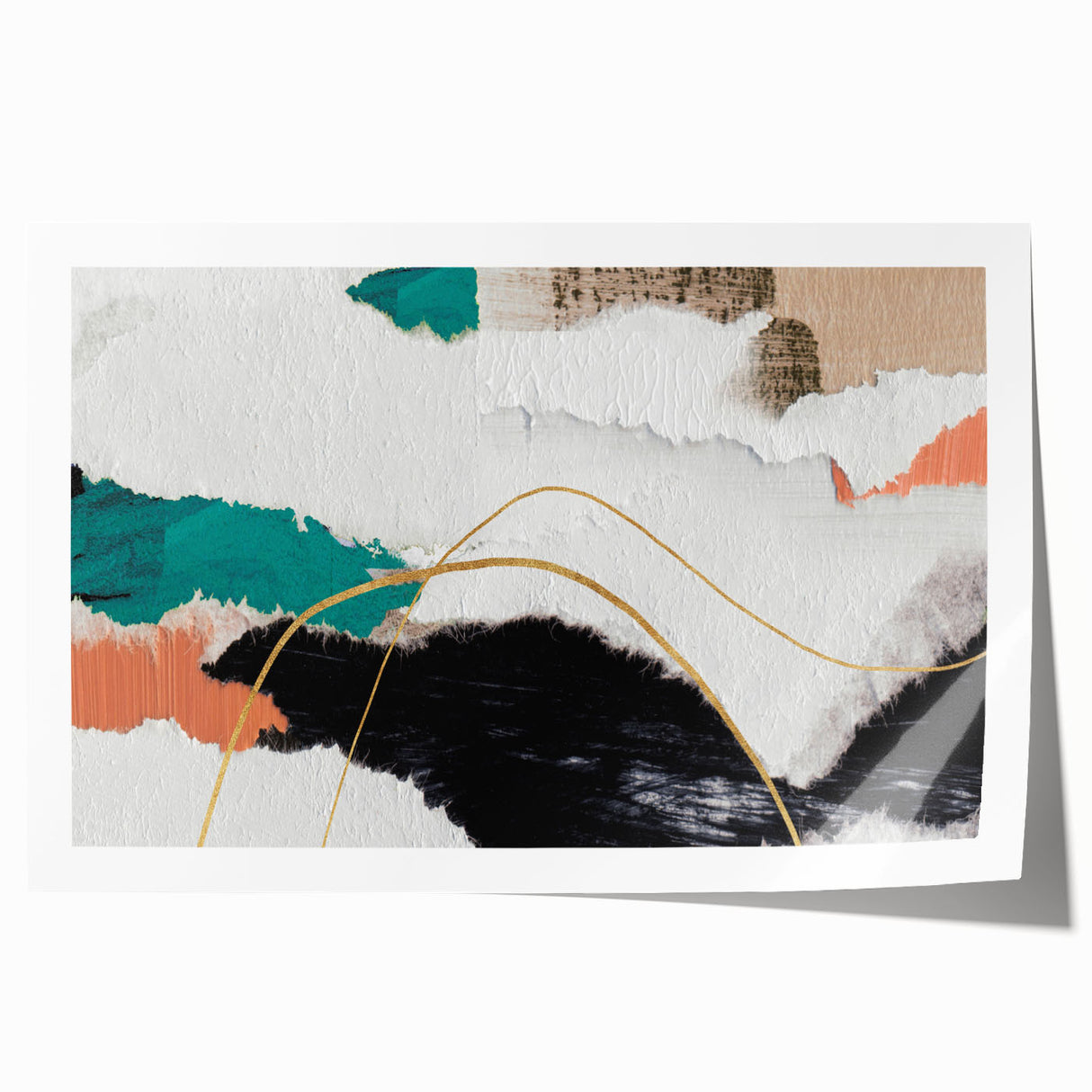 Abstract wall art print featuring vibrant strokes and lines in various colors, rolled and ready for framing, ideal for modern home decor.
