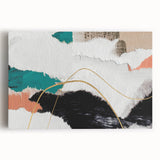Abstract wall art canvas featuring vibrant strokes and lines in shades of blue, orange, and yellow, perfect for modern decor.