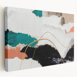 Abstract strokes and lines wall art on stretched canvas, showcasing vibrant colors and fluid designs, perfect for modern home decor.