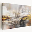 Abstract wall art design featuring colorful strokes and lines on stretched canvas, showcasing vibrant hues and modern artistic flair for home decor.