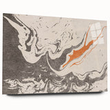 Abstract wall art featuring vibrant strokes and lines in shades of blue, orange, and green, displayed in an acrylic glass frame, showcasing contemporary design.