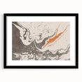 Abstract wall art print showcasing dynamic strokes and lines in muted colors, framed with a black mat, perfect for modern home decor.