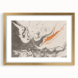 Framed abstract wall art featuring gold strokes and lines on a white background, designed to enhance modern interiors with elegance.