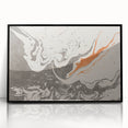 Framed wall art featuring an abstract design of colorful strokes and lines on a black background, perfect for modern home decor.