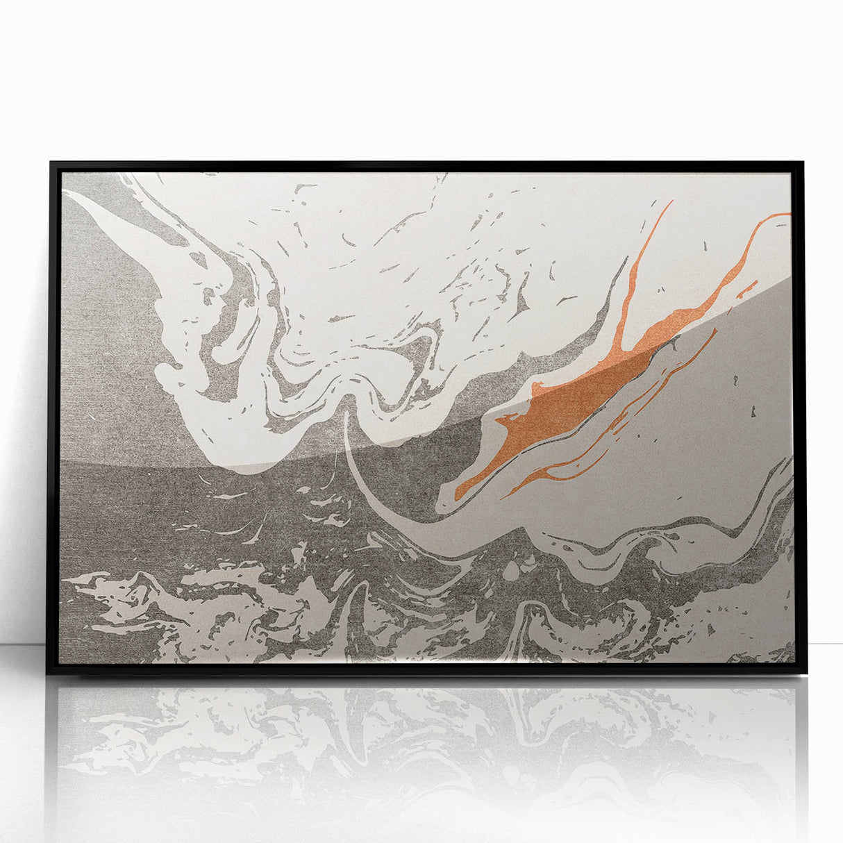 Framed wall art featuring an abstract design of colorful strokes and lines on a black background, perfect for modern home decor.