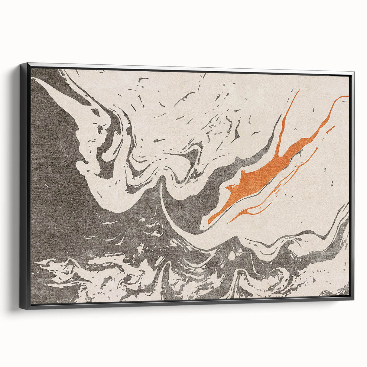 Framed wall art showcasing an abstract strokes and lines design in bold black hues, offering a modern touch to home decor.
