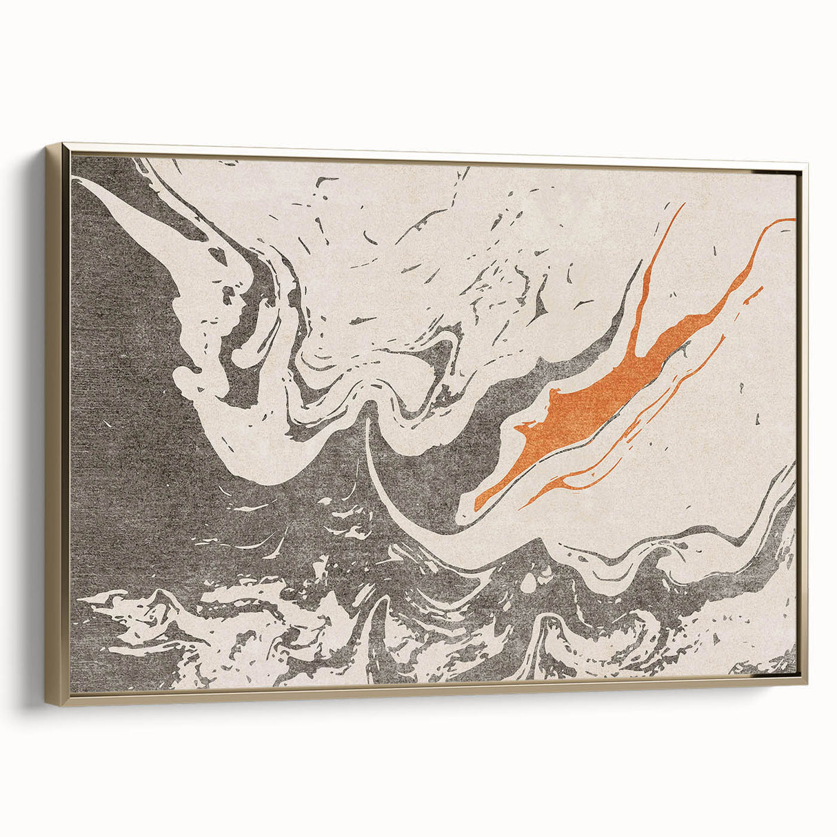 Framed abstract wall art showcasing elegant gold strokes and lines on a textured canvas, ideal for modern home decor and artistic interiors.