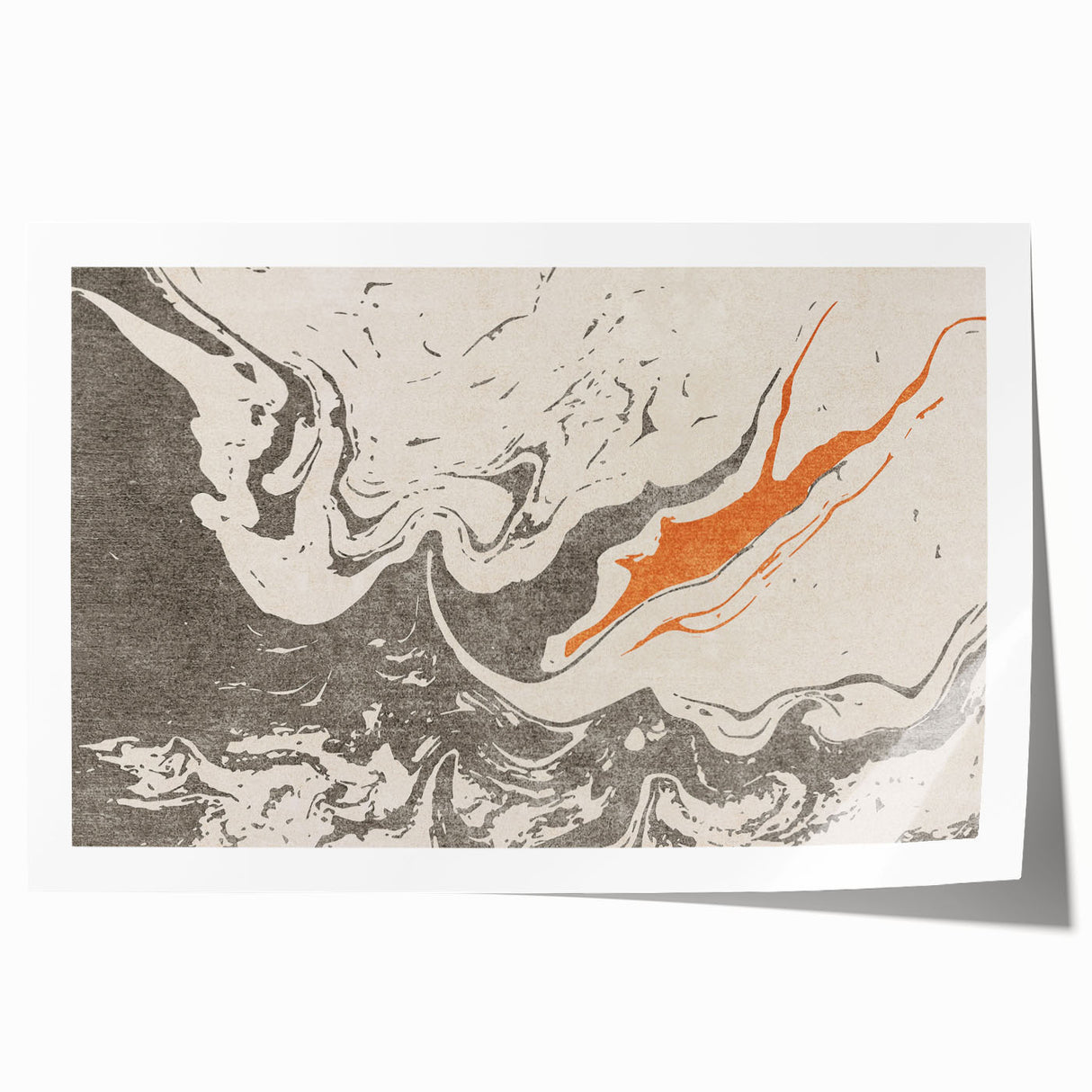 Abstract wall art print showcasing vibrant strokes and lines in a modern design, ideal for contemporary home decor, rolled for easy framing.
