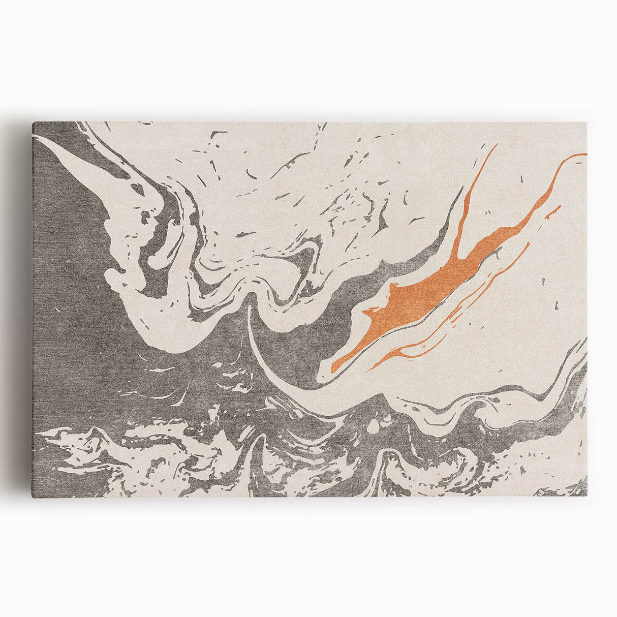 Abstract strokes and lines in vibrant colors create a modern wall art design on stretched canvas, perfect for contemporary home decor.