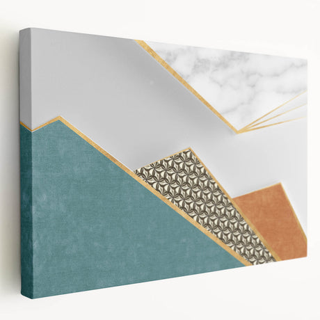 Abstract strokes and lines design on stretched canvas wall art, showcasing vibrant colors in a modern style, perfect for contemporary decor.