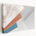 Abstract strokes and lines design on stretched canvas wall art, showcasing vibrant colors and dynamic patterns in a sleek side view presentation.
