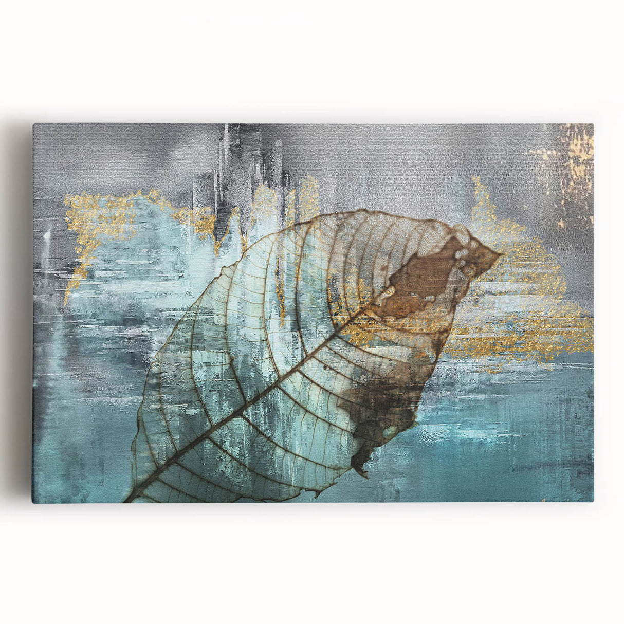 Abstract wall art showcasing vibrant strokes and lines in shades of blue, orange, and yellow, designed for modern home decor and artistic expression.