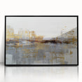 Framed abstract wall art featuring colorful strokes and lines in a modern design, set against a black background, perfect for contemporary decor.